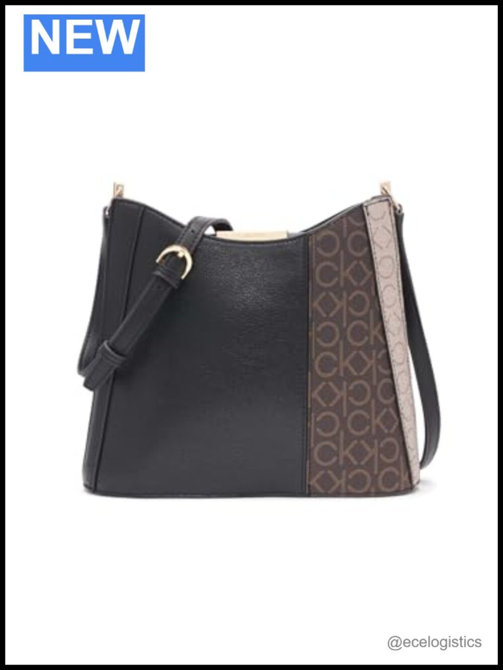 Vegan Leather Crossbody Bag with Interior Pockets and Snap Closure